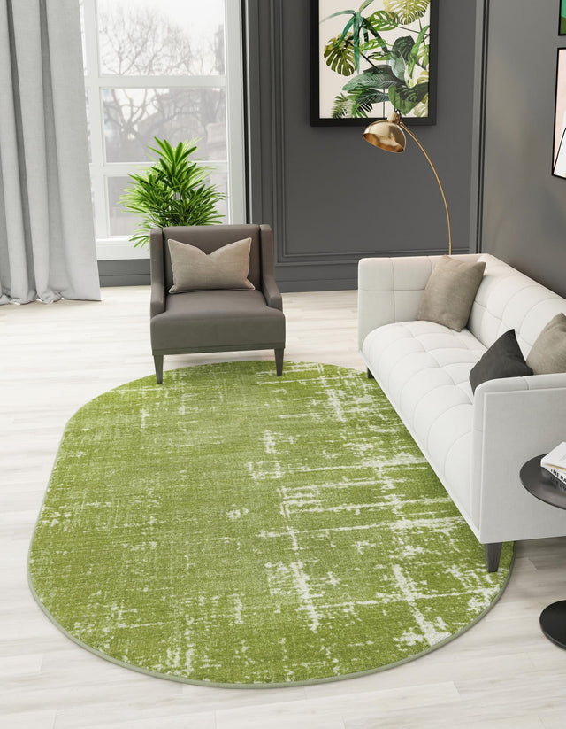 Green 5' 3 x 8' Valencia Oval Area Rug Modern Abstract Durable Carpet for Living Room, Dining, Office, Bedrooms, Dorm Rooms for Sale at Rug Engine