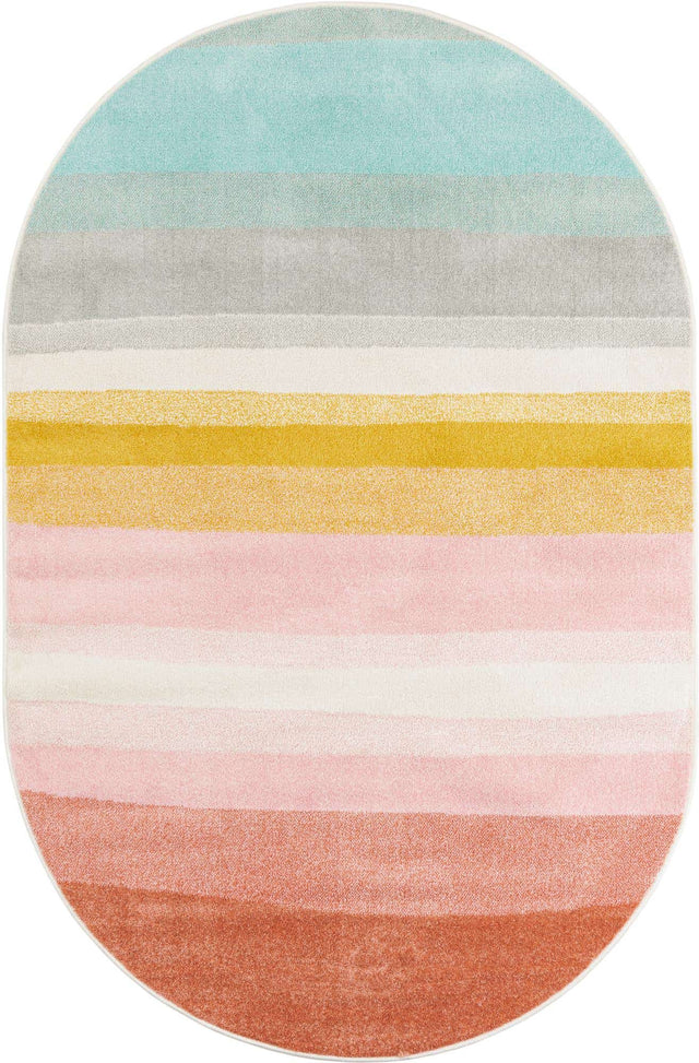 Multicolor 5' 3 x 8' Whimsy Kids Oval Area Rug for Baby Nursery, Toddler Playroom, Bedrooms Playful Fun Design Easy Clean Carpet for Sale at Rug Engine