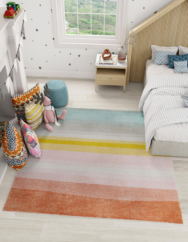 Multicolor 7' 10 x 7' 10 Whimsy Kids Square Area Rug for Baby Nursery, Toddler Playroom, Bedrooms