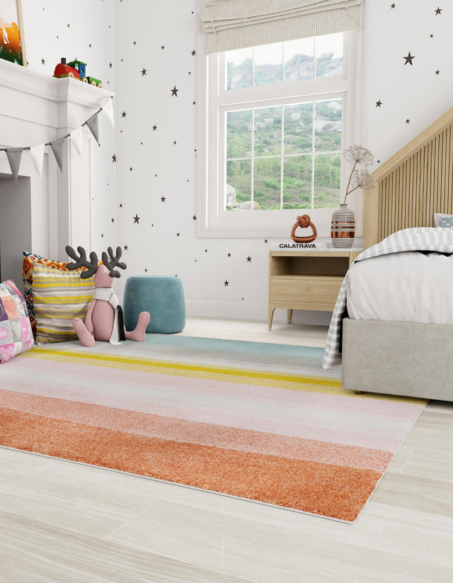 Multicolor 7' 10 x 7' 10 Whimsy Kids Square Area Rug for Baby Nursery, Toddler Playroom, Bedrooms