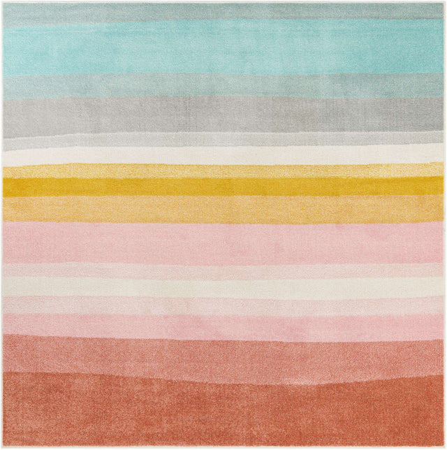 Multicolor 7' 10 x 7' 10 Whimsy Kids Square Area Rug for Baby Nursery, Toddler Playroom, Bedrooms