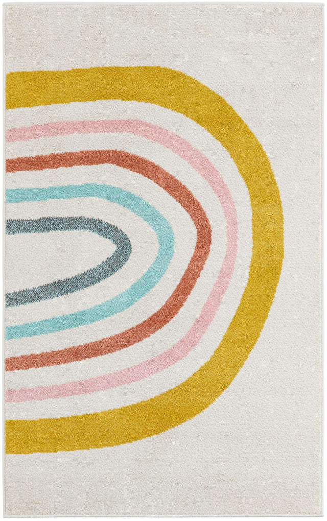 Ivory 3' 3 x 5' 3 Whimsy Kids Rectangle Area Rug for Baby Nursery, Toddler Playroom, Bedrooms