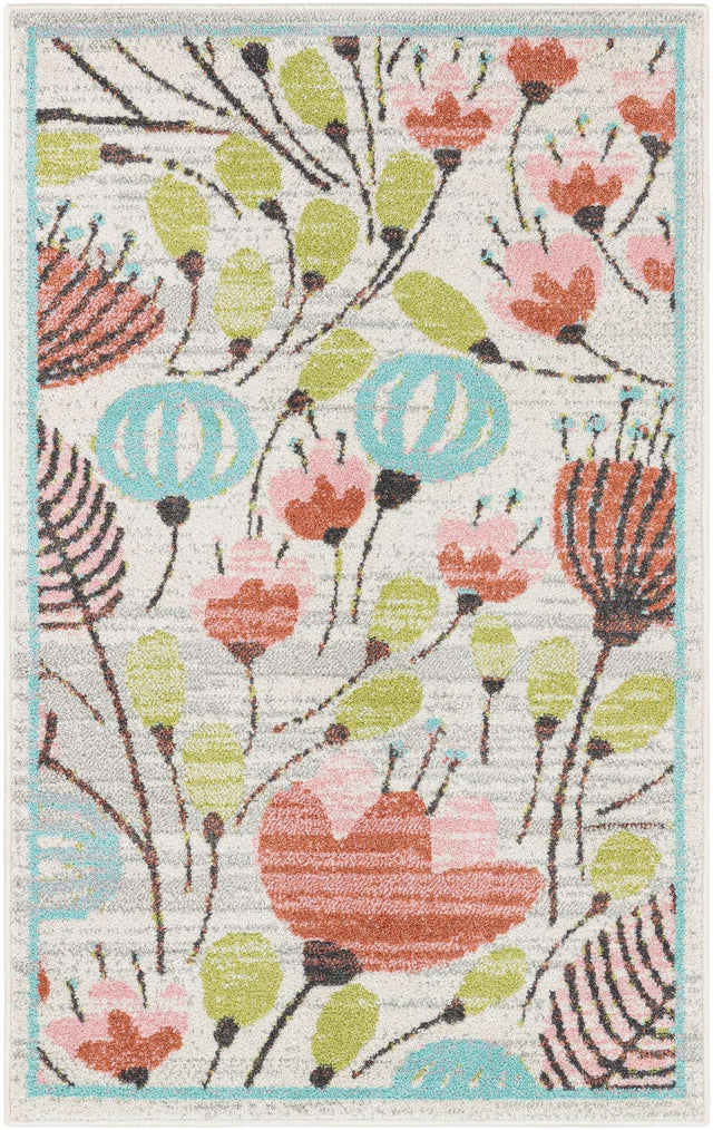 Ivory 3' 3 x 5' 3 Whimsy Kids Rectangle Area Rug for Baby Nursery, Toddler Playroom, Bedrooms Playful Fun Design Easy Clean Carpet for Sale at Rug Engine