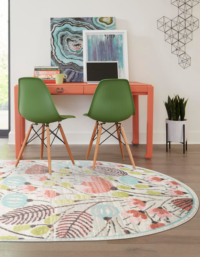 Ivory 2' 2 x 3' 1 Whimsy Kids Oval Area Rug for Baby Nursery, Toddler Playroom, Bedrooms