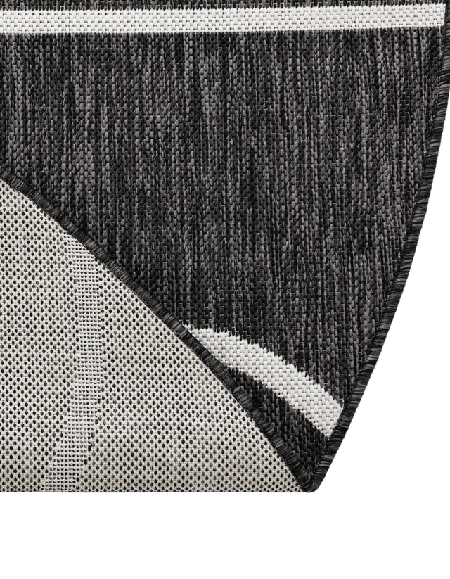 Black and White 3' 1 x 3' 1 Outdoor Modern Round Area Rug Weather Resistant for Patio, Deck, Terrace, Balcony, Porch 100% Polypropylene Modern Outside Carpet for Sale at Rug Engine