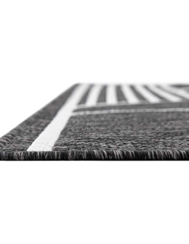 Black and White 10' x 10' Outdoor Modern Square Area Rug Weather Resistant for Patio, Deck, Terrace, Balcony, Porch 100% Polypropylene Modern Outside Carpet for Sale at Rug Engine