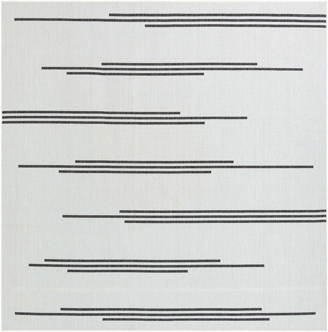 White and Black 10' x 10' Outdoor Modern Square Area Rug Weather Resistant for Patio, Deck, Terrace, Balcony, Porch 100% Polypropylene Modern Outside Carpet for Sale at Rug Engine
