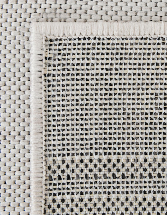 White and Black 7' 10 x 7' 10 Outdoor Modern Square Area Rug Weather Resistant for Patio, Deck, Terrace, Balcony, Porch 100% Polypropylene Modern Outside Carpet for Sale at Rug Engine
