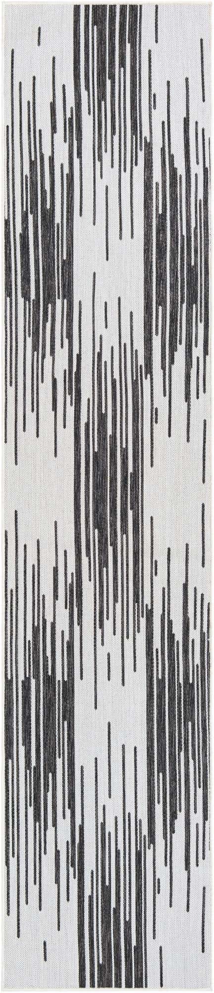 Black and White 2' 7 x 12' Outdoor Modern Runner Area Rug Weather Resistant for Patio, Deck, Terrace, Balcony, Porch 100% Polypropylene Modern Outside Carpet for Sale at Rug Engine