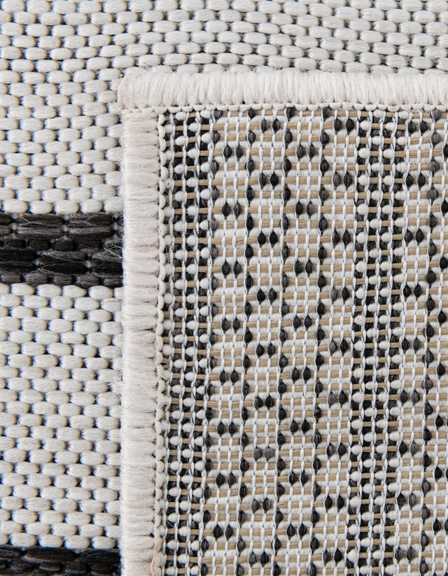 Black and White 2' x 6' 1 Outdoor Modern Runner Area Rug Weather Resistant for Patio, Deck, Terrace, Balcony, Porch 100% Polypropylene Modern Outside Carpet for Sale at Rug Engine