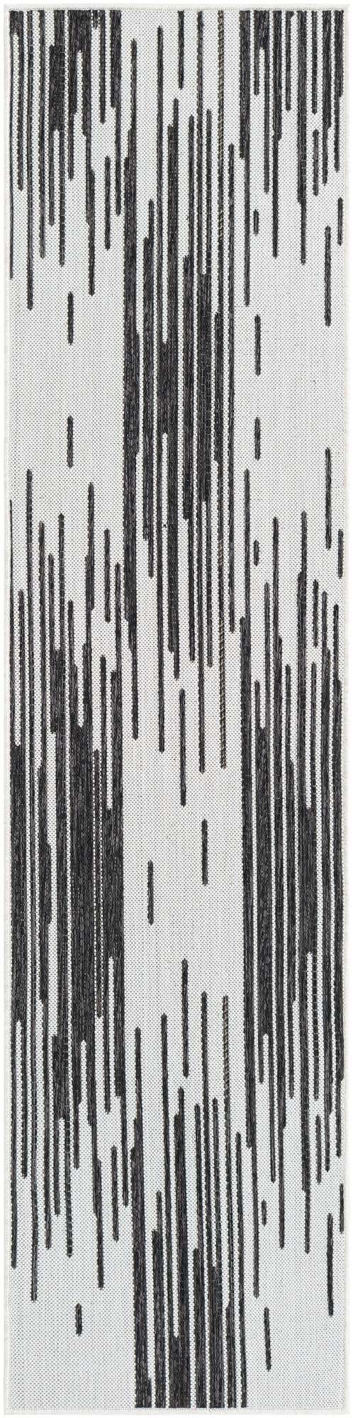 Black and White 2' x 8' Outdoor Modern Runner Area Rug Weather Resistant for Patio, Deck, Terrace, Balcony, Porch 100% Polypropylene Modern Outside Carpet for Sale at Rug Engine