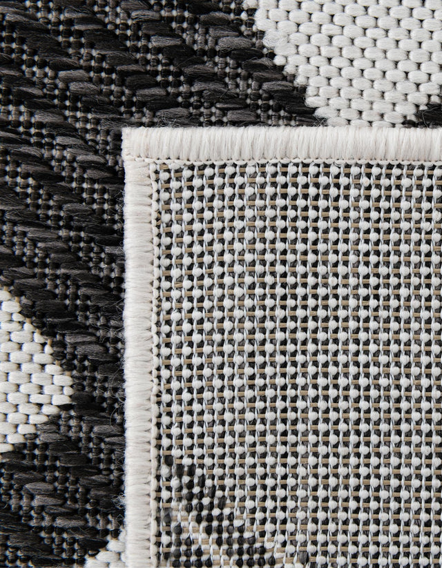 Black and White 6' 1 x 9' Outdoor Modern Rectangle Area Rug Weather Resistant for Patio, Deck, Terrace, Balcony, Porch 100% Polypropylene Modern Outside Carpet for Sale at Rug Engine