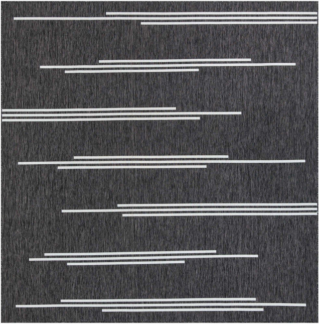 Black and White 10' x 10' Outdoor Modern Square Area Rug Weather Resistant for Patio, Deck, Terrace, Balcony, Porch 100% Polypropylene Modern Outside Carpet for Sale at Rug Engine