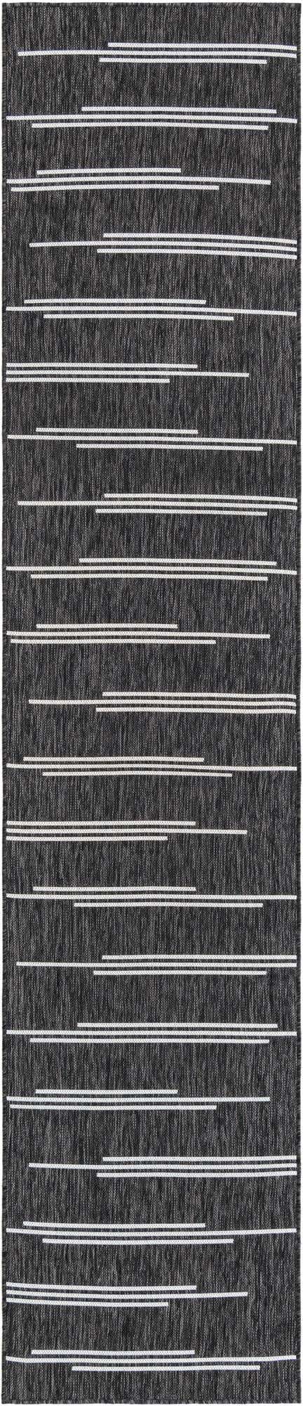 Black and White 2' 7 x 12' Outdoor Modern Runner Area Rug Weather Resistant for Patio, Deck, Terrace, Balcony, Porch 100% Polypropylene Modern Outside Carpet for Sale at Rug Engine