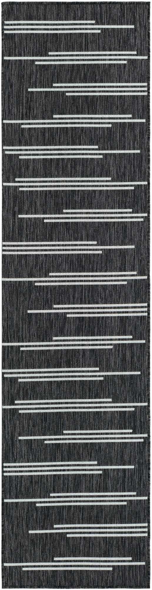 Black and White 2' x 8' Outdoor Modern Runner Area Rug Weather Resistant for Patio, Deck, Terrace, Balcony, Porch 100% Polypropylene Modern Outside Carpet for Sale at Rug Engine