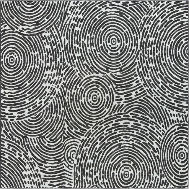 Black and White 10' x 10' Outdoor Modern Square Area Rug Weather Resistant for Patio, Deck, Terrace, Balcony, Porch 100% Polypropylene Modern Outside Carpet for Sale at Rug Engine
