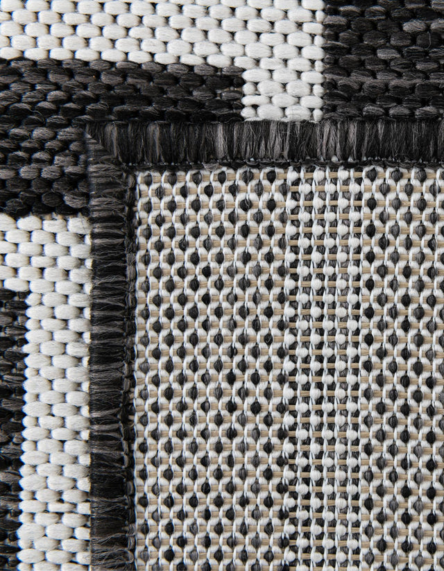 Black and White 6' 1 x 9' Outdoor Modern Rectangle Area Rug Weather Resistant for Patio, Deck, Terrace, Balcony, Porch 100% Polypropylene Modern Outside Carpet for Sale at Rug Engine