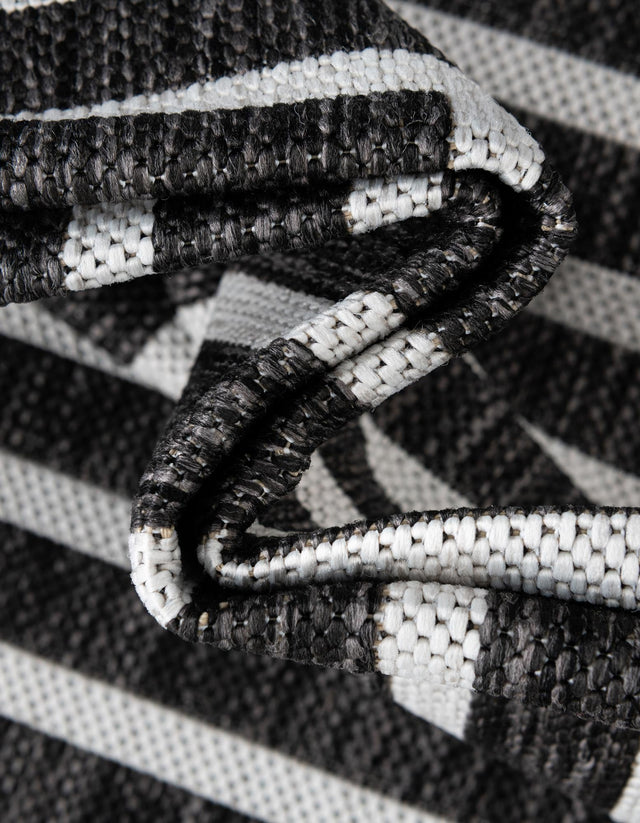 Black and White 2' 7 x 12' Outdoor Modern Runner Area Rug Weather Resistant for Patio, Deck, Terrace, Balcony, Porch 100% Polypropylene Modern Outside Carpet for Sale at Rug Engine