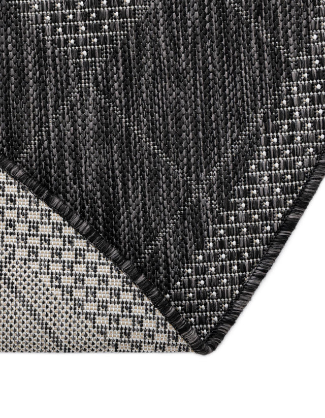 Black and White 3' 1 x 3' 1 Outdoor Modern Round Area Rug Weather Resistant for Patio, Deck, Terrace, Balcony, Porch 100% Polypropylene Modern Outside Carpet for Sale at Rug Engine