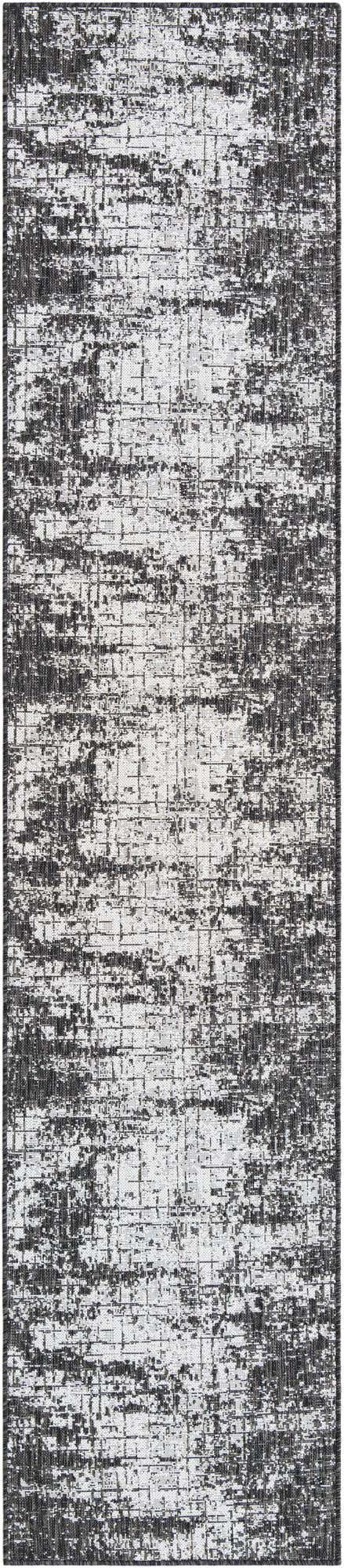 Black and White 2' 7 x 12' Outdoor Modern Runner Area Rug Weather Resistant for Patio, Deck, Terrace, Balcony, Porch 100% Polypropylene Modern Outside Carpet for Sale at Rug Engine