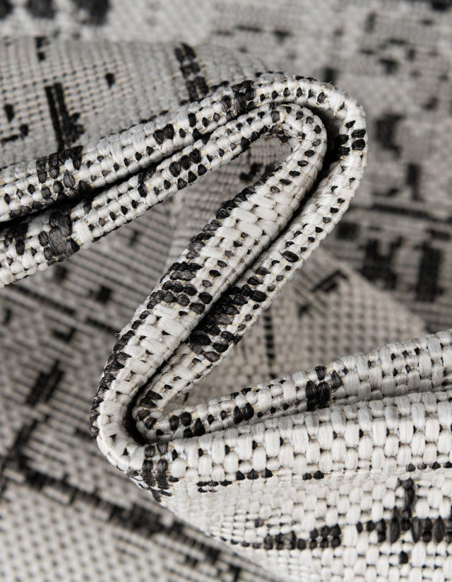 Black and White 9' x 12' Outdoor Modern Rectangle Area Rug Weather Resistant for Patio, Deck, Terrace, Balcony, Porch 100% Polypropylene Modern Outside Carpet for Sale at Rug Engine