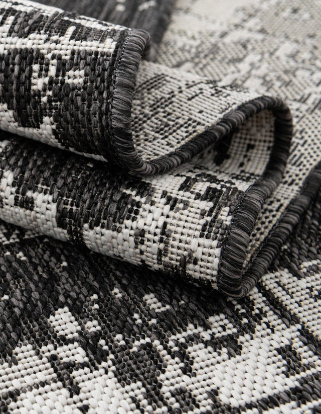 Black and White 9' x 12' Outdoor Modern Rectangle Area Rug Weather Resistant for Patio, Deck, Terrace, Balcony, Porch 100% Polypropylene Modern Outside Carpet for Sale at Rug Engine