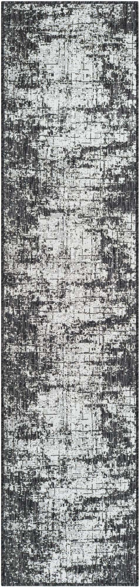 Black and White 2' x 8' Outdoor Modern Runner Area Rug Weather Resistant for Patio, Deck, Terrace, Balcony, Porch 100% Polypropylene Modern Outside Carpet for Sale at Rug Engine