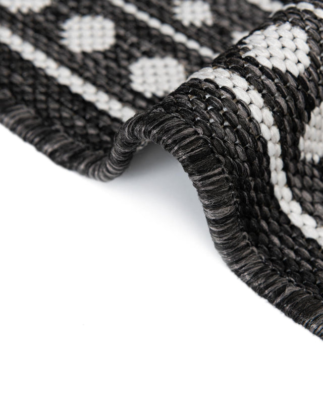 Black and White 7' 10 x 7' 10 Outdoor Traditional Square Area Rug Weather Resistant for Patio, Deck, Terrace, Balcony, Porch Classical Design Outside Carpet for Sale at Rug Engine