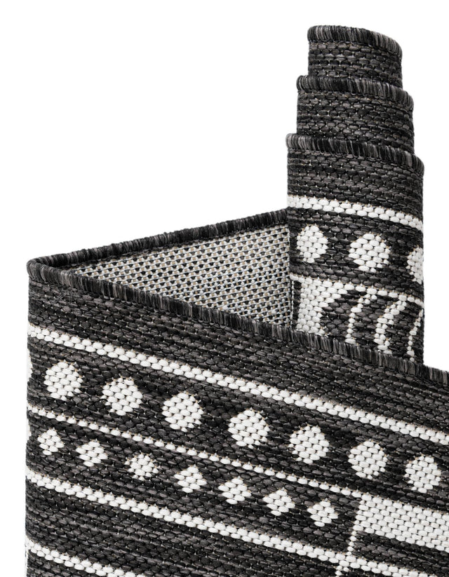 Black and White 7' 10 x 7' 10 Outdoor Traditional Square Area Rug Weather Resistant for Patio, Deck, Terrace, Balcony, Porch Classical Design Outside Carpet for Sale at Rug Engine