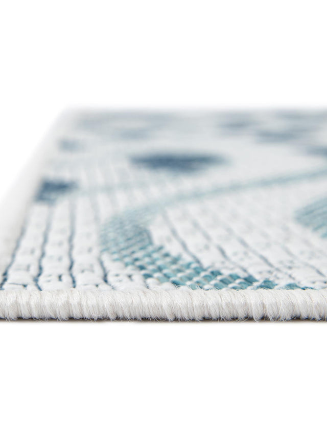 Blue 9' x 12' Outdoor Coastal Rectangle Area Rug Weather Resistant for Patio, Deck, Terrace, Balcony, Porch 100% Polypropylene Coastal Decor Carpet for Sale at Rug Engine