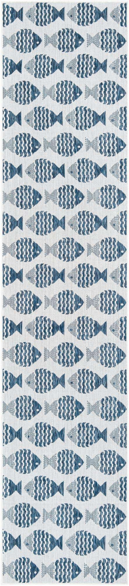 Navy Blue 2' 7 x 12' Outdoor Coastal Runner Area Rug Weather Resistant for Patio, Deck, Terrace, Balcony, Porch 100% Polypropylene Coastal Decor Carpet for Sale at Rug Engine