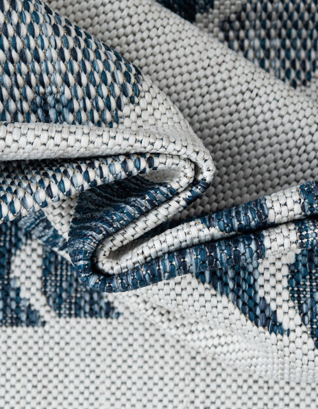 Navy Blue 4' 1 x 6' 1 Outdoor Coastal Rectangle Area Rug Weather Resistant for Patio, Deck, Terrace, Balcony, Porch 100% Polypropylene Coastal Decor Carpet for Sale at Rug Engine