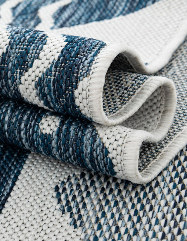 Navy Blue 5' 3 x 7' 1 Outdoor Coastal Rectangle Area Rug Weather Resistant for Patio, Deck, Terrace, Balcony, Porch 100% Polypropylene Coastal Decor Carpet for Sale at Rug Engine