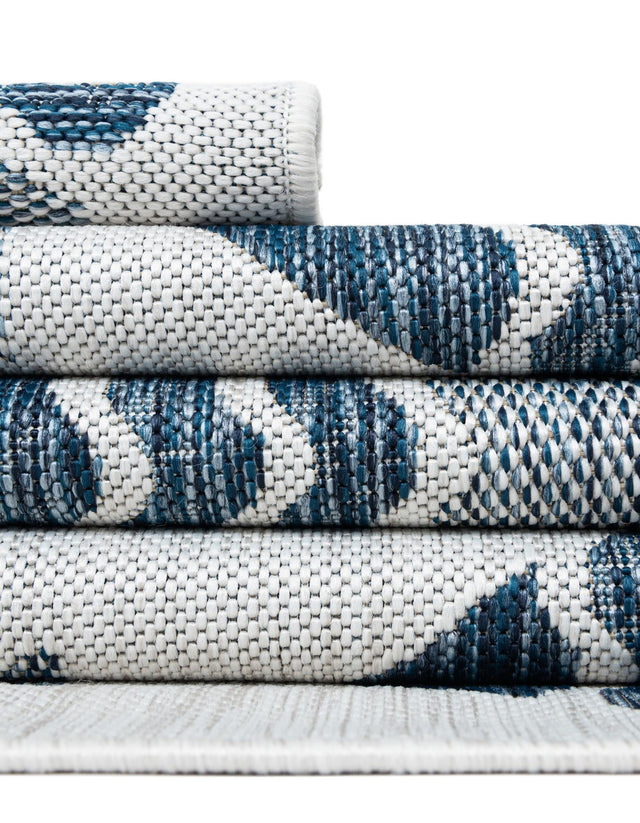 Navy Blue 10' x 14' 1 Outdoor Coastal Rectangle Area Rug Weather Resistant for Patio, Deck, Terrace, Balcony, Porch 100% Polypropylene Coastal Decor Carpet for Sale at Rug Engine