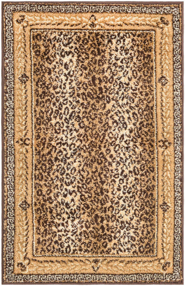 Brown 2' x 3' 1 Wildlife Rectangle Area Rug Animal Print Safari Jungle Inspired Carpet for Unique Modern Interior Design for Sale at Rug Engine