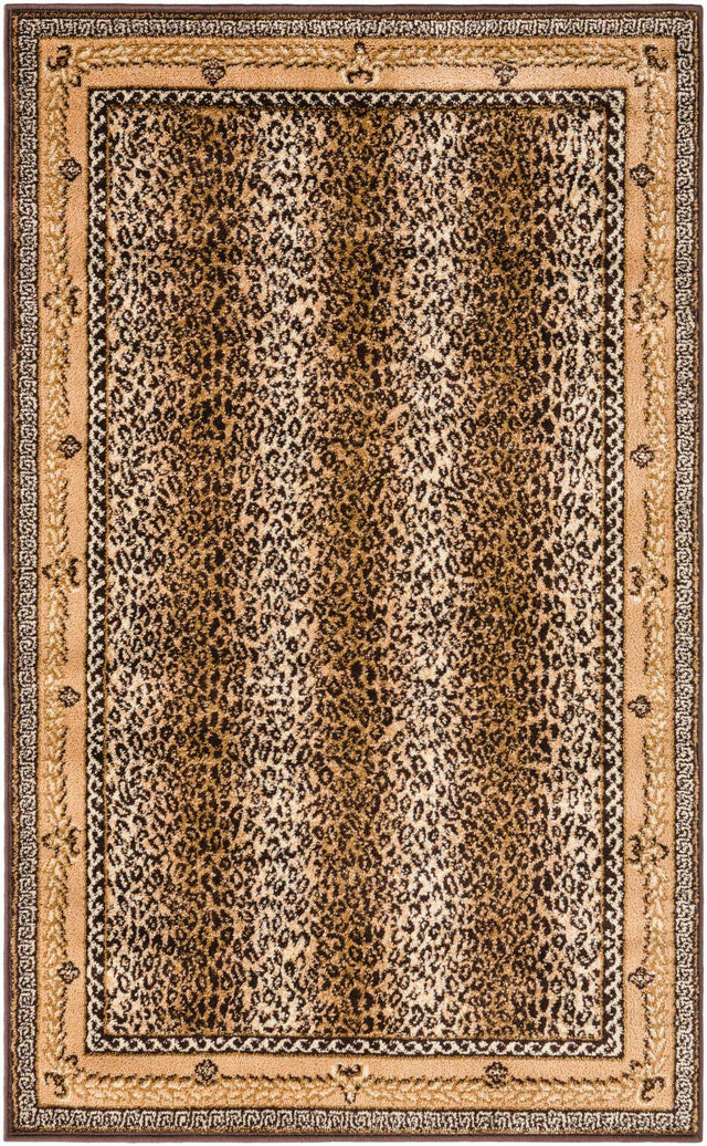 Brown 3' 1 x 5' 3 Wildlife Rectangle Area Rug Animal Print Safari Jungle Inspired Carpet for Unique Modern Interior Design for Sale at Rug Engine