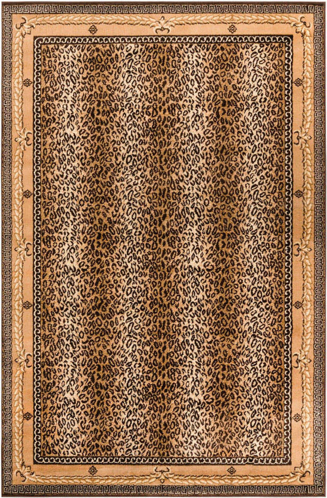 Brown 6' 1 x 9' Wildlife Rectangle Area Rug Animal Print Safari Jungle Inspired Carpet for Unique Modern Interior Design for Sale at Rug Engine