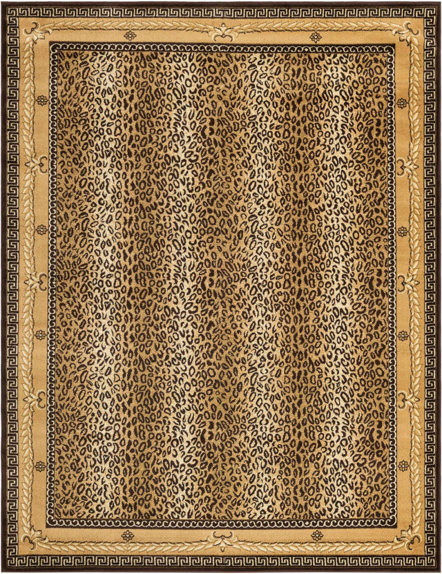 Brown 7' 10 x 10' Wildlife Rectangle Area Rug Animal Print Safari Jungle Inspired Carpet for Unique Modern Interior Design for Sale at Rug Engine
