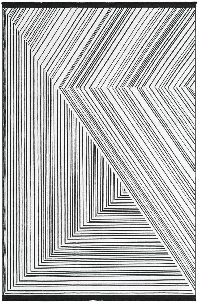Black and White 4' 1 x 6' 1 Milano Rectangle Area Rug 100% Polyester with Cotton Backing Modern Contemporary Carpet for Home Decor Interior Design for Sale at Rug Engine