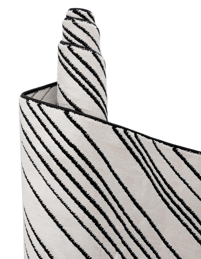 Black and White 2' x 6' 1 Milano Runner Area Rug 100% Polyester with Cotton Backing Modern Contemporary Carpet for Home Decor Interior Design for Sale at Rug Engine