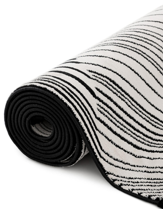 Black and White 2' x 6' 1 Milano Runner Area Rug 100% Polyester with Cotton Backing Modern Contemporary Carpet for Home Decor Interior Design for Sale at Rug Engine