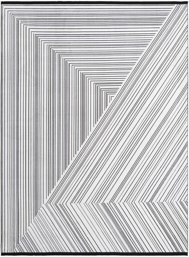 Black and White 7' 10 x 10' Milano Rectangle Area Rug 100% Polyester with Cotton Backing Modern Contemporary Carpet for Home Decor Interior Design for Sale at Rug Engine