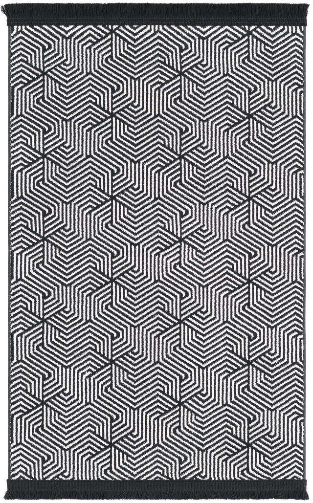 Black and White 2' x 3' 1 Milano Rectangle Area Rug 100% Polyester with Cotton Backing Modern Contemporary Carpet for Home Decor Interior Design for Sale at Rug Engine