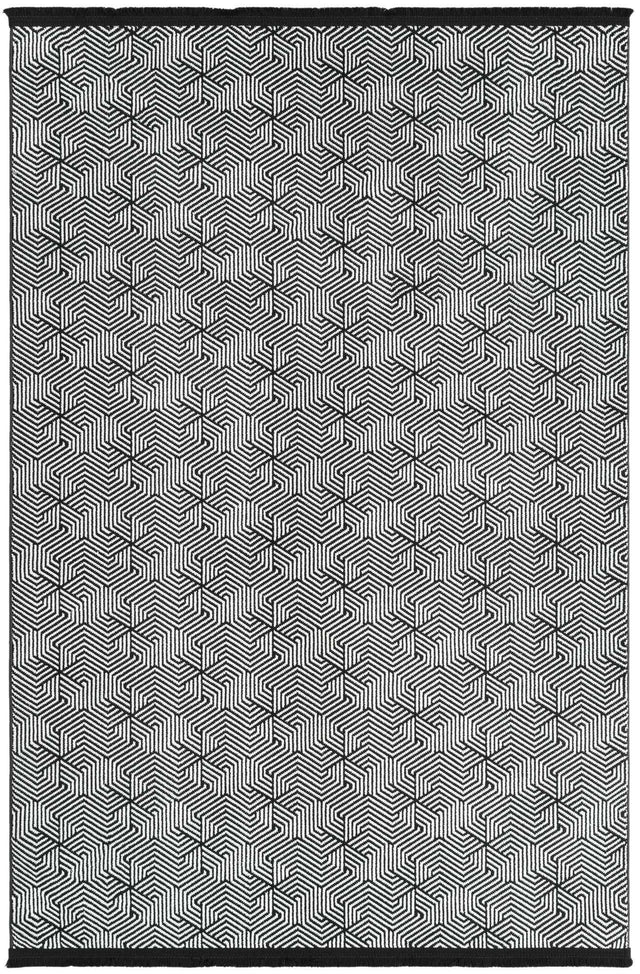 Black and White 4' 1 x 6' 1 Milano Rectangle Area Rug 100% Polyester with Cotton Backing Modern Contemporary Carpet for Home Decor Interior Design for Sale at Rug Engine