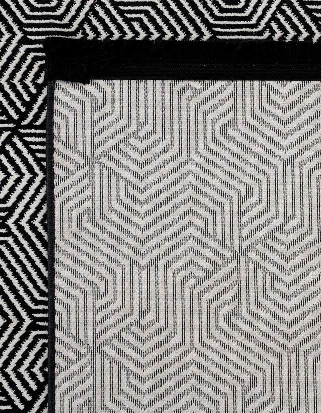 Black and White 2' x 6' 1 Milano Runner Area Rug 100% Polyester with Cotton Backing Modern Contemporary Carpet for Home Decor Interior Design for Sale at Rug Engine