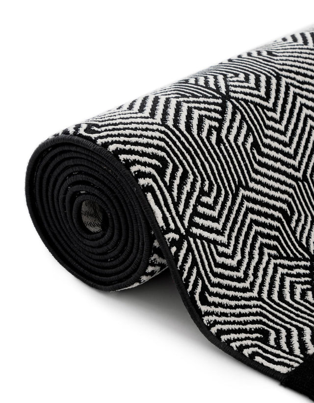 Black and White 2' x 8' Milano Runner Area Rug 100% Polyester with Cotton Backing Modern Contemporary Carpet for Home Decor Interior Design for Sale at Rug Engine