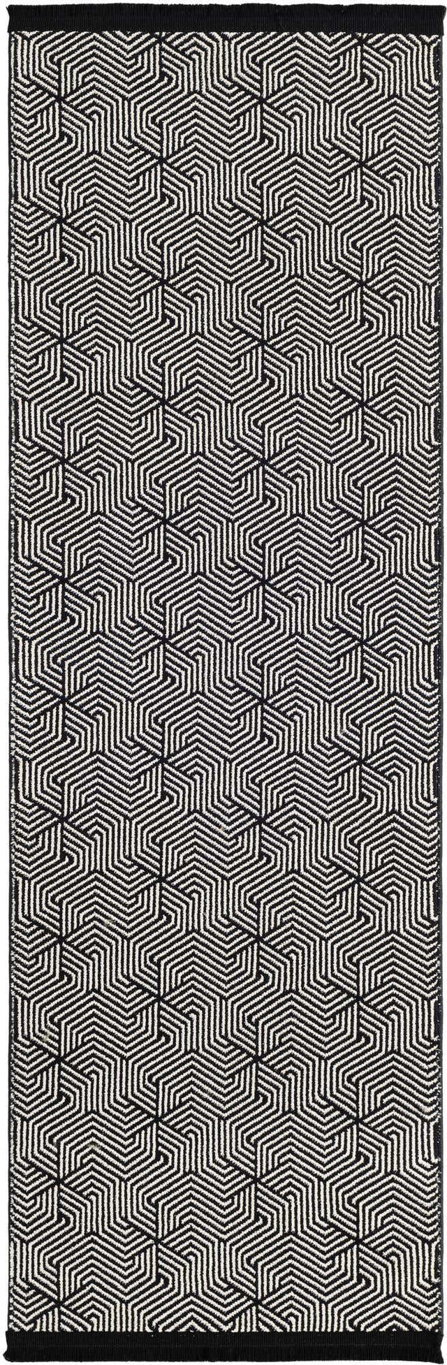 Black and White 2' x 6' 1 Milano Runner Area Rug 100% Polyester with Cotton Backing Modern Contemporary Carpet for Home Decor Interior Design for Sale at Rug Engine