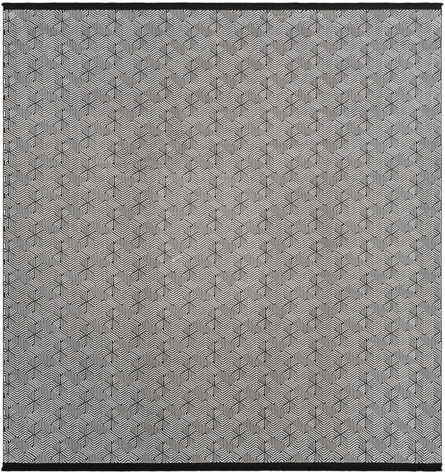 Black and White 7' 10 x 7' 10 Milano Square Area Rug 100% Polyester with Cotton Backing Modern Contemporary Carpet for Home Decor Interior Design for Sale at Rug Engine