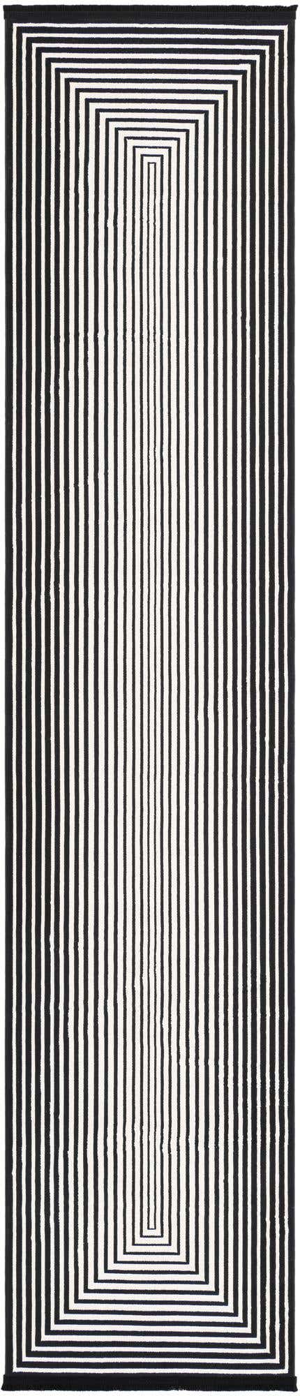 Black and White 2' 7 x 12' Milano Runner Area Rug 100% Polyester with Cotton Backing Modern Contemporary Carpet for Home Decor Interior Design for Sale at Rug Engine