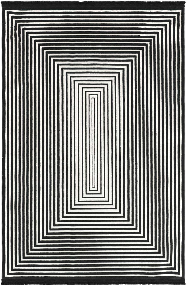 Black and White 4' 1 x 6' 1 Milano Rectangle Area Rug 100% Polyester with Cotton Backing Modern Contemporary Carpet for Home Decor Interior Design for Sale at Rug Engine